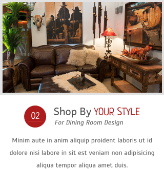 02 Shop By YOUR STYLE For Dining Room Design Minim aute in anim aliquip proident laboris ut id dolore nisi labore in sit est veniam non adipisicing aliqua tempor aliqua amet duis.